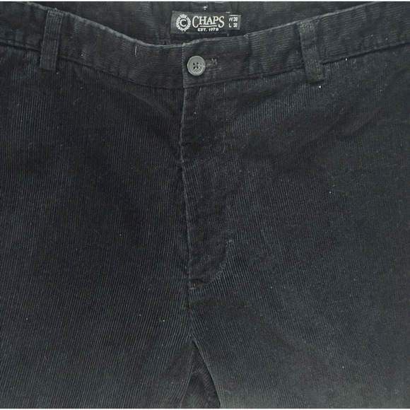 CHAPS MEN'S BLACK CORDUROY STRAIGHT LEG PANTS SIZE 38X30 - Picture 6 of 11